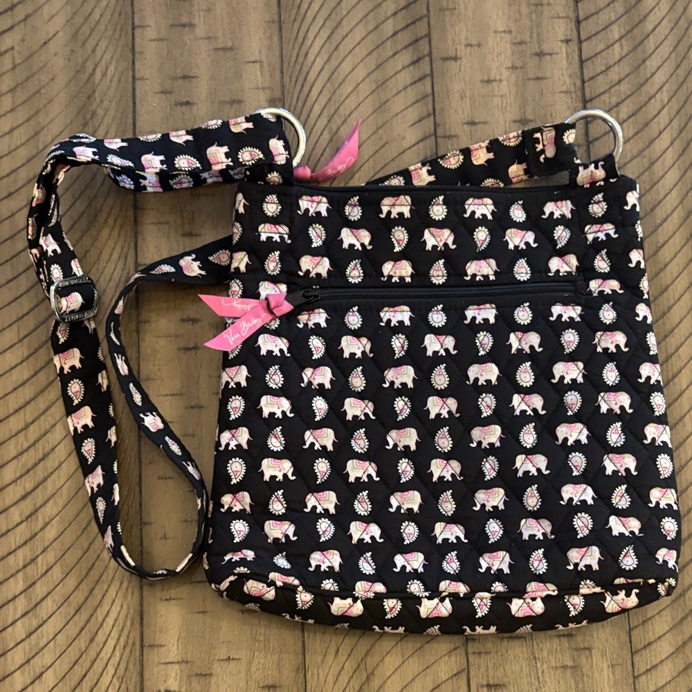 Vera Bradley Black and Pink Elephant Crossbody Bag - Picture 5 of 6